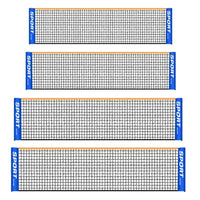 Four stacked images of the same net with blue end panels and an orange top edge, shown at different lengths.