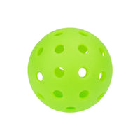 Single bright green perforated ball on a white background.