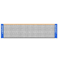 A net on a plain white background showing the grid mesh, orange top edge, and blue end panels.