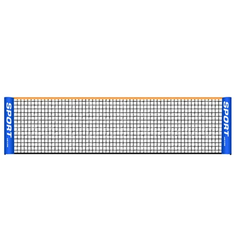 A net on a plain white background showing the grid mesh, orange top edge, and blue end panels.